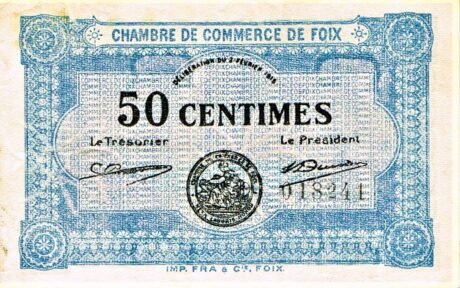 Аверс банкноты 50 сантимов - Торговая палата Фуикса 09 (Франция) 1915 года