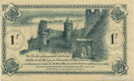 Реверс банкноты 1 frank – Izba Handlowa w Carcassonne (Francja) 1922
