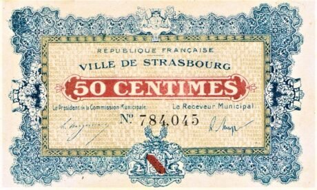 Аверс банкноты 50 centymów - Miasto Strasburg (Francja) 1918