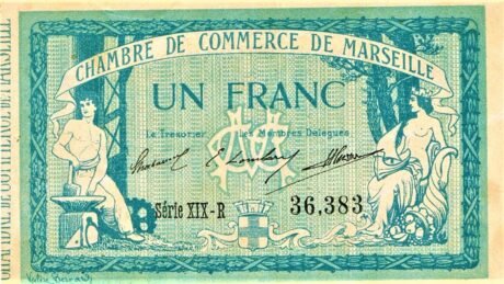 Аверс банкноты 1 франк - Торговая палата Марселя (Франция) 1915 года