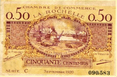Аверс банкноты 50 сантимов - Торговая палата Ла-Рошели (Франция) 1920 года