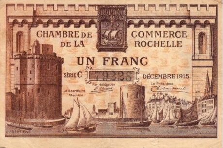 Аверс банкноты 1 франк - Торговая палата Ла-Рошели (Франция) 1915 года