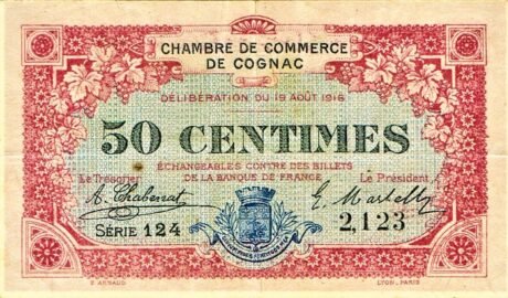 Аверс банкноты 50 сантимов - Торговая палата Коньяк (Франция) 1916 года