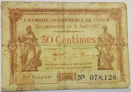 Аверс банкноты 50 сантимов - Торговая палата Дижона (Франция) 1917 года