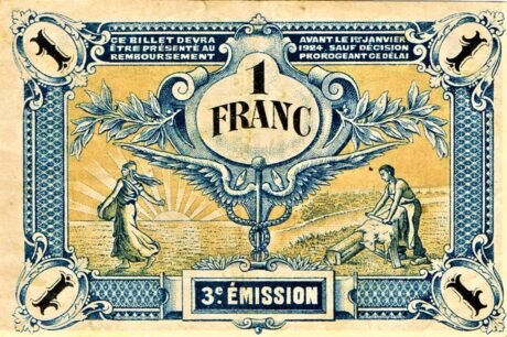 Реверс банкноты 1 франк - Торговая палата Дез-Севр (Франция) 1920 года