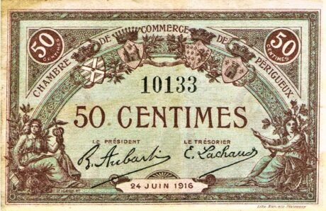 Аверс банкноты 50 сантимов - Торговая палата Периге (Франция) 1916 года