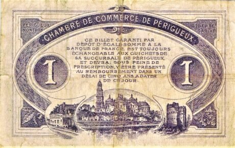 Реверс банкноты 1 frank – Izba Handlowa w Périgueux (Francja) 1916