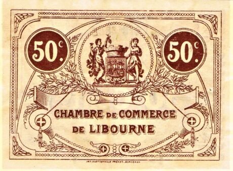 Реверс банкноты 50 сантимов - Торговая палата Либурна (Франция) 1920 года