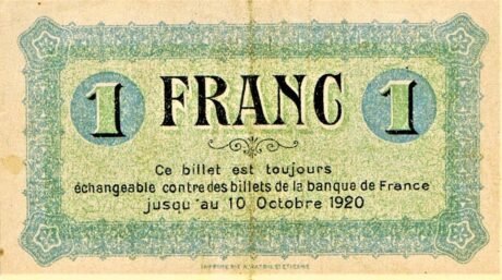 Реверс банкноты 1 франк - Торговая палата Пюи (Франция) 1916 года