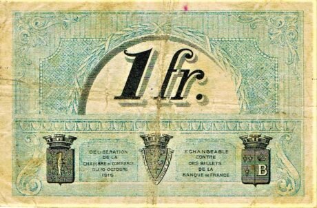 Реверс банкноты 1 франк - Торговая палата Пюи (Франция) 1916 года