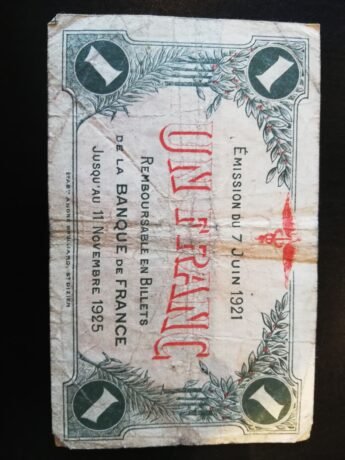 Реверс банкноты 1 франк - Торговая палата Сен-Дизье (Франция) 1921 года