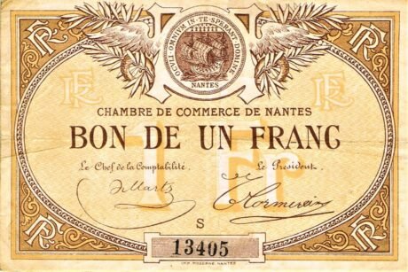 Аверс банкноты 1 франк - Торговая палата Нанта (Франция)