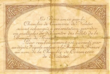 Реверс банкноты 1 франк - Торговая палата Нанта (Франция)