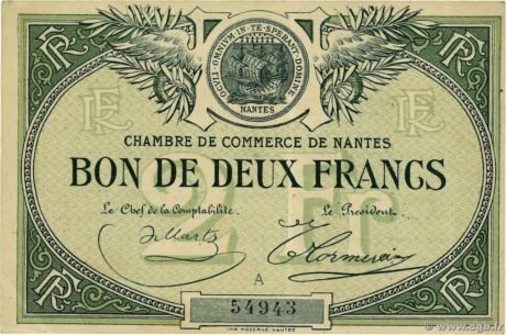 Аверс банкноты 2 franki – Izba Handlowa w Nantes (Francja)