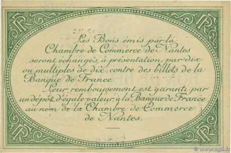 Реверс банкноты 2 franki – Izba Handlowa w Nantes (Francja)