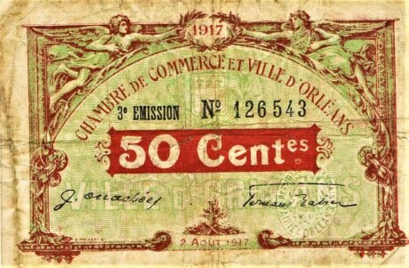 Аверс банкноты 50 centymów – Izba Handlowa i Miasto Orlean (Francja) 1917