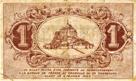 Реверс банкноты 1 frank – Izba Handlowa Granville i Cherbourga (Francja) 1920