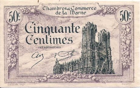 Аверс банкноты 50 сантимов - Торговая палата на Марне (Франция) 1922 года
