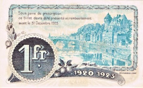 Реверс банкноты 1 франк - Торговая палата Лаваля (Франция) 1923 года