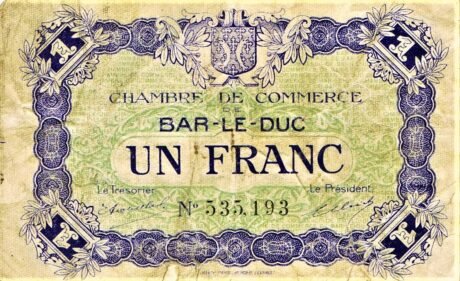 Аверс банкноты 1 франк - Торговая палата Бар-ле-Дюк (Франция) 1917 года