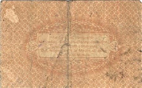 Реверс банкноты 25 сантимов - Монмеди (Франция) 1914 года