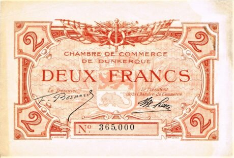 Аверс банкноты 2 franki – Izba Handlowa w Dunkierce (Francja)