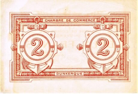 Реверс банкноты 2 franki – Izba Handlowa w Dunkierce (Francja)