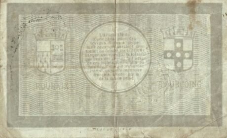 Реверс банкноты 1 франк - Города Рубе и Туркуэн (Франция) 1916 года