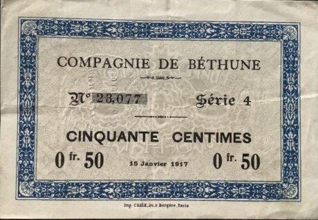 Аверс банкноты 50 centymów - Bethune Mining Company (Francja) 1917