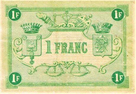 Реверс банкноты 1 frank – Izba Handlowa Boulogne-sur-Mer (Francja) 1920