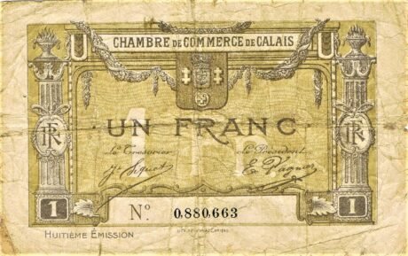Аверс банкноты 1 франк - Торговая палата Кале (Франция)