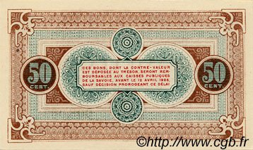 Реверс банкноты 50 сантимов - торговая палата Шамбери (Франция) 1916 года