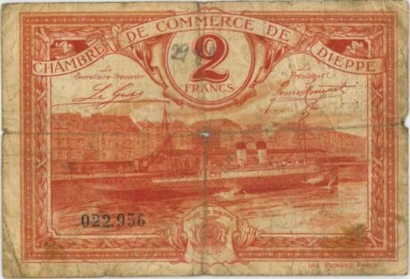 Аверс банкноты 2 franki – Izba Handlowa w Dieppe (Francja) 1920