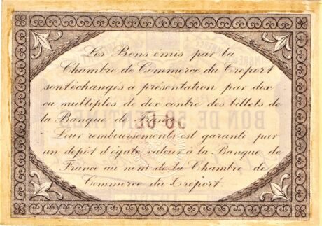 Реверс банкноты 50 сантимов - Трепортская торговая палата (Франция) 1915 года