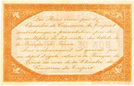 Реверс банкноты 1 франк - Трепортская торговая палата (Франция) 1916 года