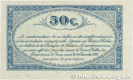 Реверс банкноты 50 сантимов - торговая палата Тарны (Франция) 1917 года
