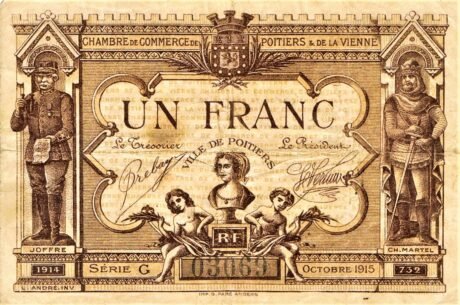 Аверс банкноты 1 frank – Izba Handlowa w Poitiers i Wiedniu (Francja) 1915