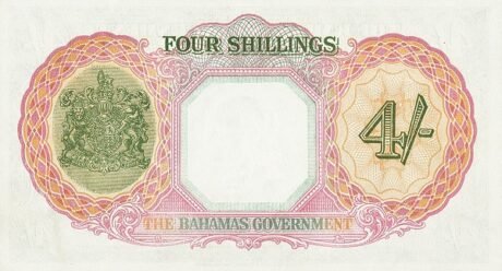 Реверс банкноты 4 шиллинга (Багамские Острова) 1936 года