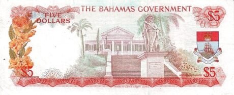 Реверс банкноты 5 долларов (Багамские Острова) 1965 года