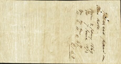 Реверс банкноты 5 фунтов (Багамские Острова) 1869 года