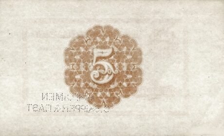 Реверс банкноты 5 шиллингов (Багамские Острова) 1870 года