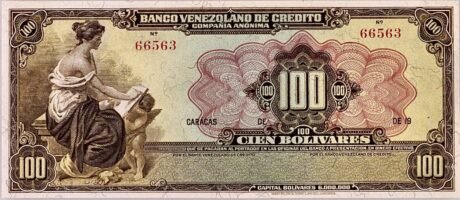 Аверс банкноты 100 boliwarów (Wenezuela) 1931
