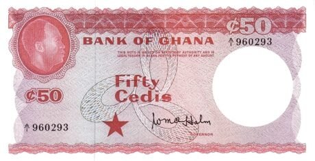 Аверс банкноты 50 седи (Гана) 1965 года