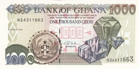 Аверс банкноты 1000 Седи Малый (Гана) 1996 года