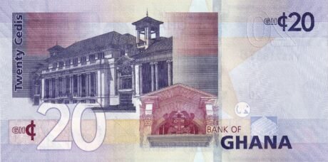 Реверс банкноты 20 седи (Гана) 2019 года