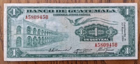 Аверс банкноты 1 кетсаль (Гватемала) 1952 года