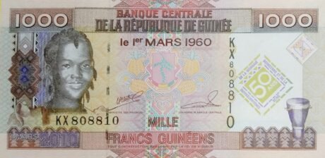 Аверс банкноты 1000 франков (Гвинея) 2010 года