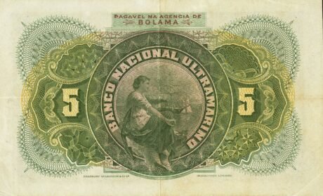 Реверс банкноты 5000 рейс (Гвинея-Бисау) 1909 года