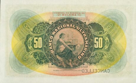 Реверс банкноты 50000 рейс (Гвинея-Бисау) 1909 года