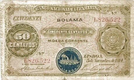 Аверс банкноты 50 сентаво (Гвинея-Бисау) 1914 года